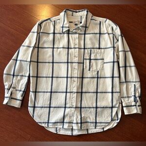 Universal Thread Navy and Cream Plaid Shirt